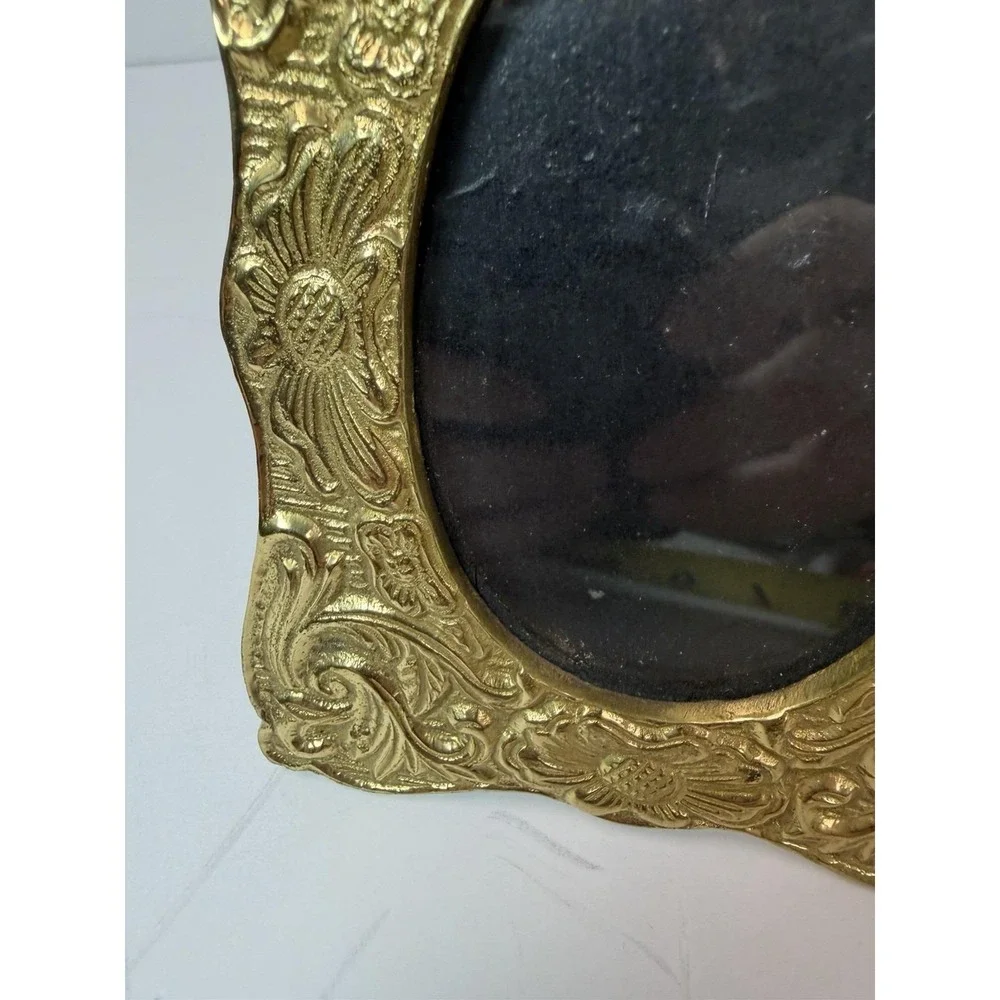 Brass Picture Photo Frame Floral Design Vintage Home Decor Fits 3x4